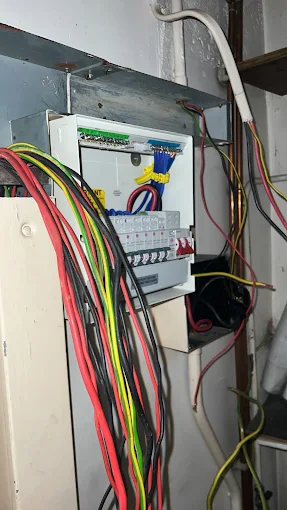 Basement supply and board with heavy cabling on a commercial job