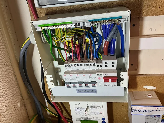 Consumer unit rewired with new RCBOs and neatly dressed cabling